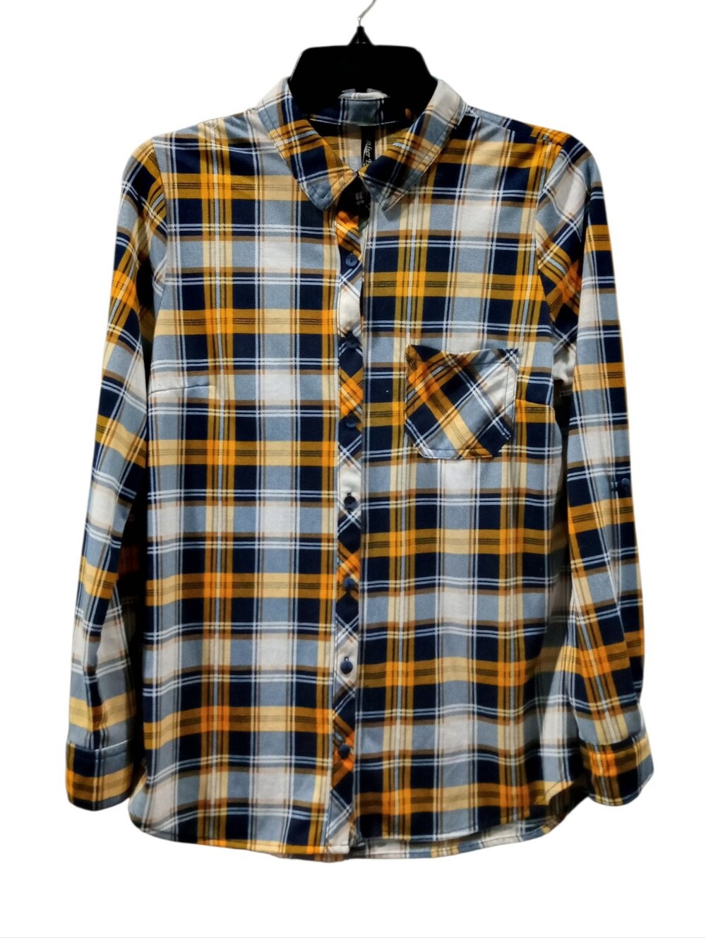 Alter Ego Women's Yellow & Blue Plaid Button Up